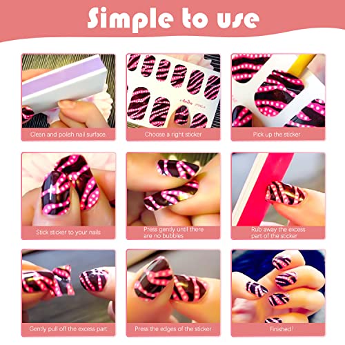 DANNEASY 20 Sheets Toe Nail Stickers Full Nail Wraps - Black, Toenails Polish Strips Self Adhesive Toenail Polish Stickers Gel Strips Manicure Sticker Nails for Women with File, Cuticle Stick