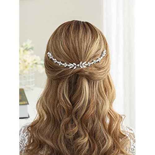 Unicra Wedding Crystal Hair Combs Bridal Headpieces Wedding Hair Accessories for Brides (Silver)