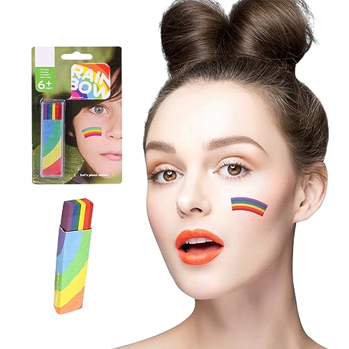 Rainbow Face & Body Paint Kit - Washable, LGBT Pride Flag Colors, Face Paint Sticks - Ideal for Parties, Marches & Events