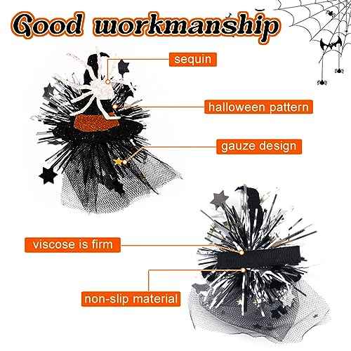 Halloween Hair Clips Strange Spider Witch Hat Hair Accessories for Women Glitter Star Sequin Designs Halloween Small Claw Clips for Thick Thin Hair Decorations 2 Pcs(Spider)