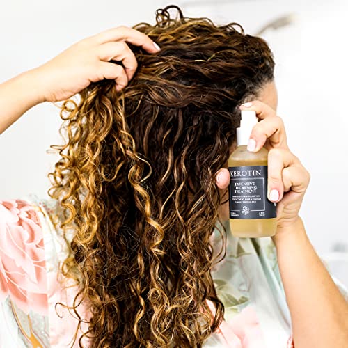 Kerotin Hair Thickening Spray w/Keratin for Fine & Thin Hair Growth in Women, Heat Protectant, Repair Mist for Volume, Body & Shine, Diameter Booster, Natural & Cruelty Free, Made in USA - 3 Pack