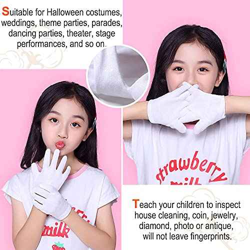 24pcs Unisex Soft White Cotton Gloves for Dry Hands, Work, Coin Jewelry Inspection, Moisturizing Eczema Cotton Gloves, Small Size for Child