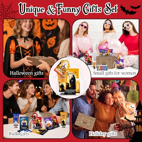 60 Pack Bulk Halloween Facial Mask, Hand Cream and Lip Balm Sets, Halloween Gifts, Halloween Party Favors, Halloween Decorations and Halloween Basket Stuffers with Halloween Card and Organza Bags