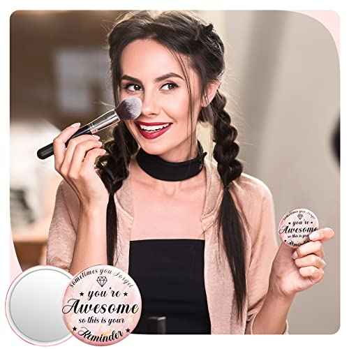 2.76 Inch 36 Pcs Inspirational Compact Mirror Bulk Gifts for Women Mini Pocket Mirror Small Employee Round Makeup for ?Christmas Galentines Mothers Nurse Quinceanera