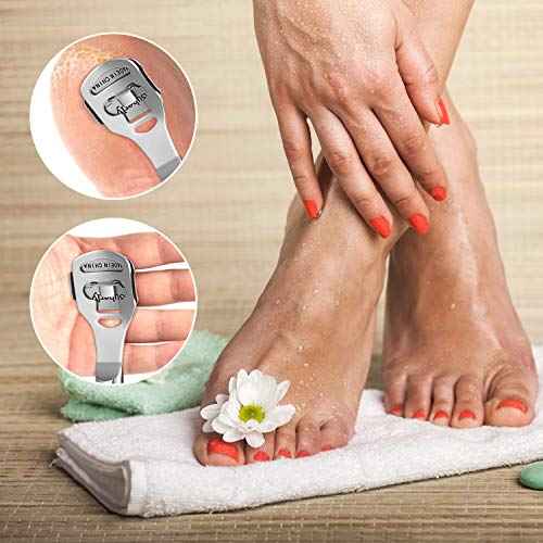 52 Pieces Callus Shaver Set, 50 Replacement Slices Blades 1 Stainless Steel Callus Shaver and 1 Foot File Head Foot Care Tools Hard Dry Skin Remover for Hand Feet