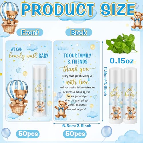 50 Pack Bear themed Baby Shower Favor Baby Shower Lip Balm Party Gifts for Guest Games Prizes Friends Gender Reveal Girls Boys Halloween Thanksgiving Christmas