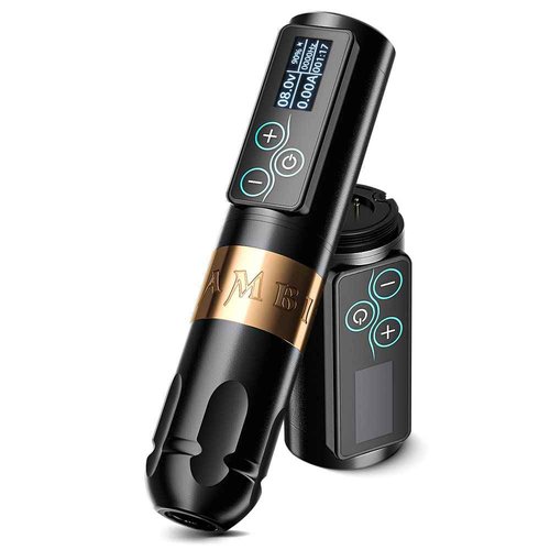 Ambition Vibe Tattoo Machine Rotary Cartridge Battery Pen with Extra 2400mAh Touch Buttons LED Digital Display Wireless Power Brushless Motor Equipment Supply for Professional Artists and Beginners