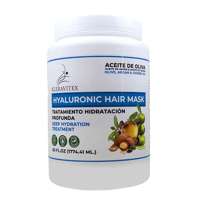 Kleravitex Hyaluronic Hair Mask Formulated With a Rich Blend of Olive Oil and Jojoba Oil to Provide Intense and Lasting Hydration for Dry or Damaged Hair, Restore Vitality and Shine (60 OZ)