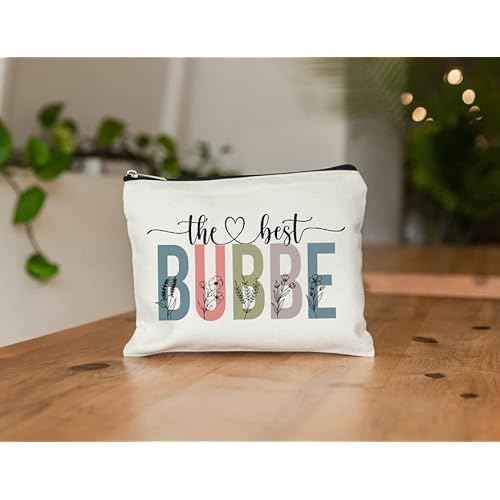 PTDShops The Best Bubbe Makeup Bag - Mothers Day Makeup Bag - Cute Bubbe Cosmetic Bag - Gift Birthday Bubbe Makeup Bag - Best Bubbe Cosmetic Bag - Gift Bubbe Zipper Makeup Bags Travel
