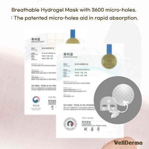 WELLDERMA Sapphire Collagen Impact Hydrogel Fitting Mask, 25g x 16 Sheets – Hydrating & Firming Micro-Hole Sheet Mask with Collagen Water 850,294ppm, Niacinamide & Peptides