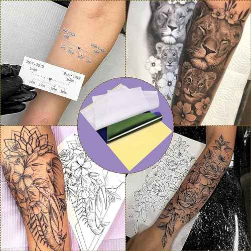 330 Tattoo Practice Skins with Transfer Paper Ink Cups - Mix 300 Pigment Caps 20 Tracing Paper 10 Fake Skin