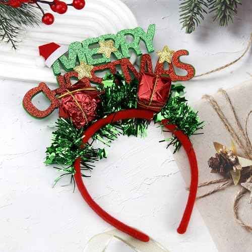 Christmas Headband Green Christmas Tree Star Headbands for Women Men Fluff Design Winter Hair Accessories 1Pcs