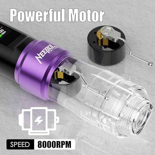 Neebol Wireless Tattoo Gun kit, Cordless Rotary Tattoo Pen with Mode Memory, 6h Battery Life, Tattoo Supplies Equipment, Complete Tattoo Machine Kit Gift for Beginners and Professionals