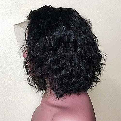 Short Bob Wigs Water Wave Lace Front Human Hair Wig 13x4 HD Lace Loose Wave Remy Bob Wigs Preplucked With Baby Hair Deep Hairline Bleached Knots Remy Wavy Invisible Lace Virgin Bob Hair Wig 8"
