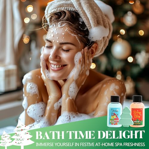 2025 Limited Edition Advent Calendar Christmas Hand Cream Gifts Sets for Women, 24pcs Spa Gift Set, Bubble Bath, Body Scrub, Shower Gel, Body Lotion, Soap, Loofah, Christmas tree bath bomb