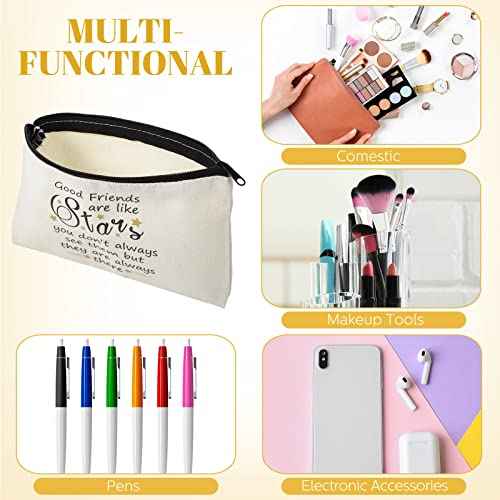 18 Pieces Friendship Gifts for Women Good Friends Are Like Stars Cosmetic Bags Birthday Christmas Gifts for Friends Roommate, BFF, Female, Lady, Travel Toiletry Organizer Makeup Pouch with Zipper