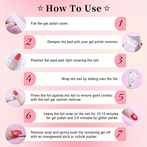 NXJ INFILILA Nail Foil - 300PCS Foil Nail Wraps Gel Nail Polish Remover Foil Wraps for Nails, Soak Off Gel Remover with Larger Cotton Pad for Removing Nail Polish at Home