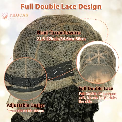 PHOCAS Boho Braid Wig 48'',Knotless Braided Wigs Natural Black,Curly Ended Double Full Lace Box Braids Wig for Women