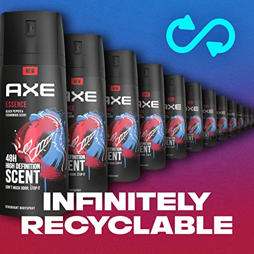 AXE Dual Action Body Spray Deodorant for Long Lasting Odor Protection Essence Black Pepper & Cedarwood Mens Deodorant Formulated Without Aluminum 4.0 oz, Twin Pack