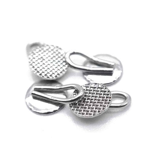 Dental Orthodontic Bondable Caplin Hook Lingual Buttons With Traction Hook,10pcs/Pack, Mesh Base (5 Packs)
