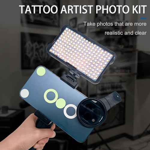 Tattoo Equipment and Supplies,Tattoo Artist Gifts,Selfie Light and Circular Polarizer Filter,Tattoo Accessories with Front & Back Clip Take Photos to Show The True Effect of The Tattoo.