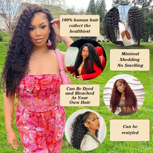 Brazilian Human Hair Deep Wave 3 Bundles 16 18 20 Human Hair 12A Grade 100% Unprocessed Virgin Remy Deep Curly Wave Extensions Weave Natural Black Color for Black Women