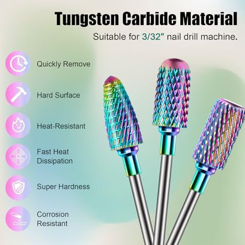 13PCS Nail Drill Bits Set, 3/32¡± Professional Drill Bits Nail Tech, Tungsten Carbide Ceramic Efile Nail Bits with Brush, Cuticle Remover Bits for Acrylic Gel Dip Powder Nail Manicure
