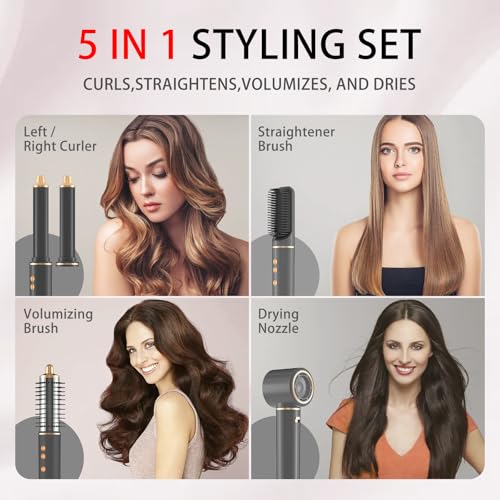 Hair Dryer Brush 5 in 1, JAOSOP Hair Styler, 110,000 RPM High-Speed Negative Ionic Hair Dryer Fast Drying, Professional Multi Blow Dryer Brush for Curling Volumizing Straightening Styling