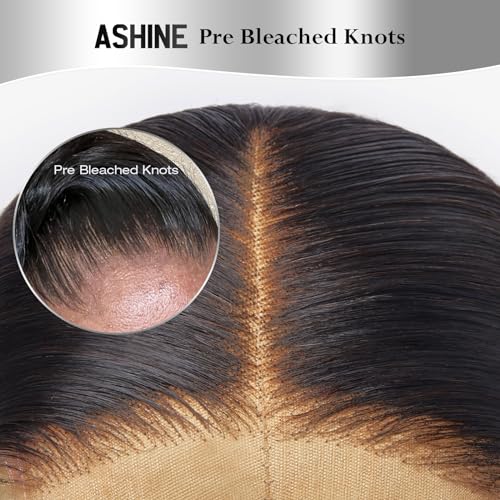 ASHINE 5x5 HD Lace Closure Body Wave Straight Human Hair 5x5 Real HD Lace Closure Invisible Bleached Knots Pre Plucked with Baby Hair Natural Hairline 20 Inch