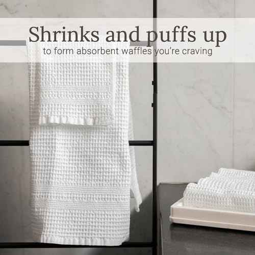 GILDEN TREE Waffle Towels Wash Cloths for Showering, Exfoliating Washcloth Face Towels, Quick Dry Towel Cotton Washcloths Set of 4, Classic Style (White)