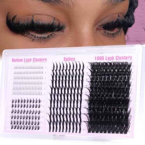 Wispy Lash Clusters with Spikes Volume Eyelash Clusters with 2 Styles Bottom Lashes 100D Mink Cluster Eyelash Extensions 380PCS Spiky Individual Lashes with Bottom Lash Clusters by Boahankuke