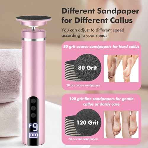 2 in 1 Electric Foot Callus Remover & Nail File Cordless, 16000RPM Professional Pedicure Tools for Feet Dead & Cracked Skin, Rechargeable 9 Speed Adjustable Foot Sander, Christmas Gifts for Women/Mom