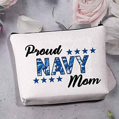 Proud Navy Mom Cosmetic Bag Navy Mom Gifts for Women Military Mom Gifts Navy Sailor Gifts Navy Deployment Gifts for Mom (Proud Navy Mom bag)