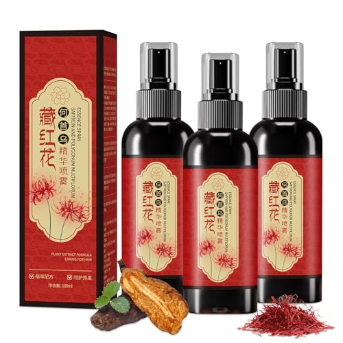 Saffron Hairs Blackening Spray, Herbal Black Hair Spray, Japanese saffron Essence Hair Spray, Smooth Out Frizz, Leaving Hairss Shiny and Shiny (3pcs)