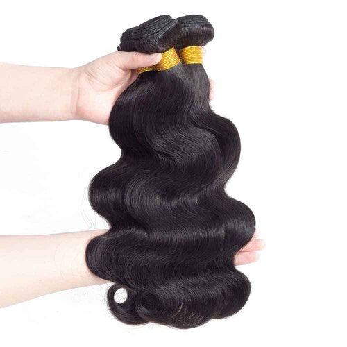 Body Wave Human Hair Bundles with Closure 100% Unprocessed Brazilian Virgin Human Hair 3 Bundles Body Wave with 4X4 Free Part Lace Closure Natural Black Hair Extension