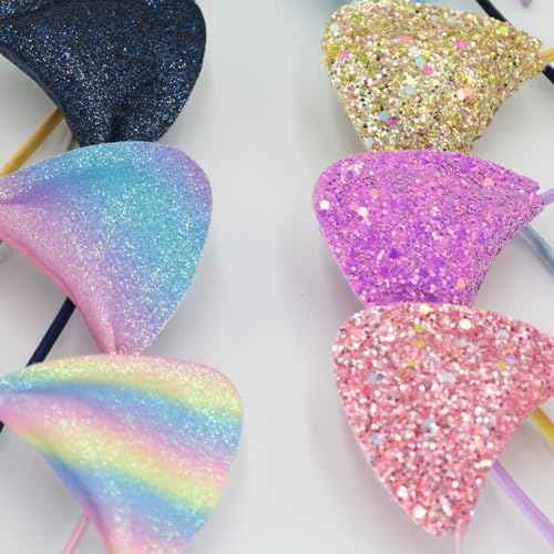 12 Shining Cat Ear Headbands, Daily Decorations Party Lovely Sequin Headwear, Hair Hoop for Girls Women