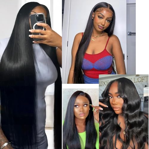 Human Hair Bundles Straight Bundles 32 32 32 Inch Natural Black Unprocessed Remy Hair Extensions Brazilian Raw Bundle Hair Weave Soft And Healthy Bundle Human Hair Deals