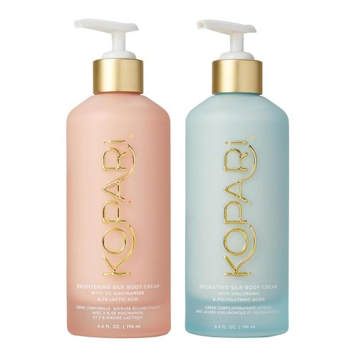 Kopari Silk Renewal Body Duo - Includes Brightening Silk Body Cream & Hydrating Silk Body Cream, Revitalizes Dry Dull Skin While Adding Radiance and Moisture
