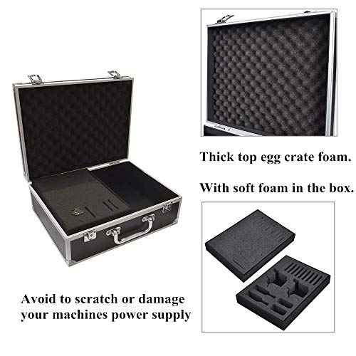 Yuelong Black Tattoo Makeup Carry Case - 12.6" x 9.5" x 5.1" Double Lock Key Aluminum Storage with Sponge