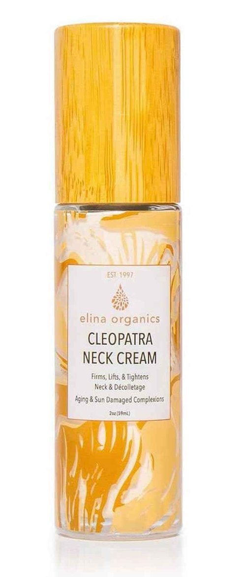 Elina Organics Cleopatra Neck Cream, 2oz – Firming & Lifting Neck Moisturizer with Colloidal Gold, Silk Peptides & Green Tea – Organic, Vegan – Reduces Wrinkles & Improves Elasticity