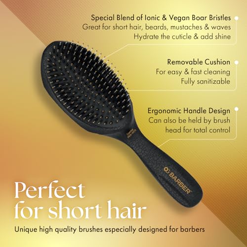 Olivia Garden Barber Wave Brush Collection ? Vegan Boar & Combo Bristle Variations, Palm, Tunnel, Fade Brushes