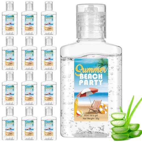12 Pcs Mini Aloe Vera Gel Bulk for Christmas Wedding Party 1oz Soothing Moisture Aloe Gel Bulk Travel Size for Thank You Gifts Christmas Favors Wedding Party (Beach)