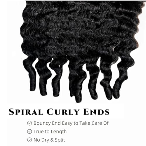 Burmese Curly Bundles Human Hair 14 16 18 Inch 12A Grade 100% Unprocessed Brazilian Virgin Hair Weave with Spriral End 3c4a Quick Weave Real Human Hair Extensions For Black Women Natural Black