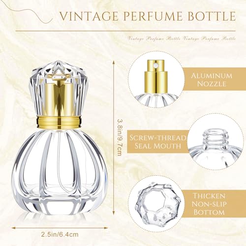 12 Pack 50ml/1.7oz Pumpkin Shape Portable Spray Perfume Bottle Empty Glass Refillable Perfume Atomizer Pumpkin Shape Antique Bottles with Refill Tool for Travel Home Decor