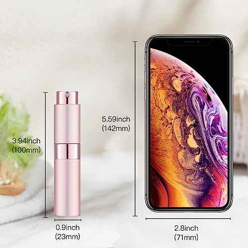 Tekson 8ml Travel Perfume Atomizer Refillable, Mini Cologne Spray Bottle Empty, Small Aftershave Portable Sprayer for Liquid Dispenser (Pink&Purple)