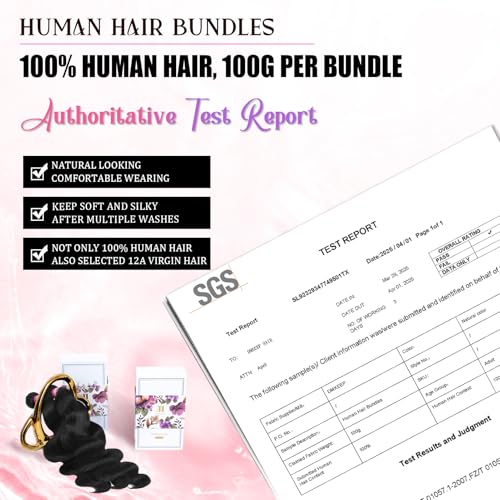 DMKEEP 12A Human Hair Bundles 18 20 22 Inch Body Wave Bundles Human Hair 100% Unprocessed Brazilian Raw Virgin Hair 3 Pcs Quick Weave Human Hair Extensions Natural Color
