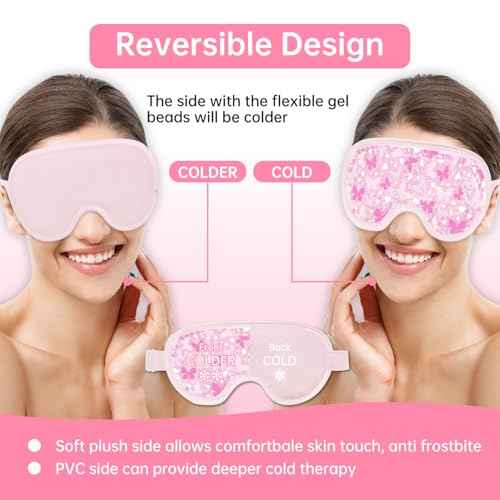 Cooling Eye Mask Cold Eye Compress Mask for Puffy Eyes, Reusable Eye Ice Pack Gel Ice Eye Mask for Tired Eyes, Eyes Surgery, Migraines, Stress Relief, Itchy Eyes, Skin Care, Eye Spa 2PCS