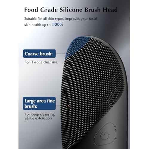 COSLUS Face Scrubber Facial Cleansing Brush: Silicone Portable Waterproof Rechargeable Face Wash Brush, 4 Cleansing Modes, Electric Face Exfoliator for Men Women Cleaning, Exfoliating, Massaging