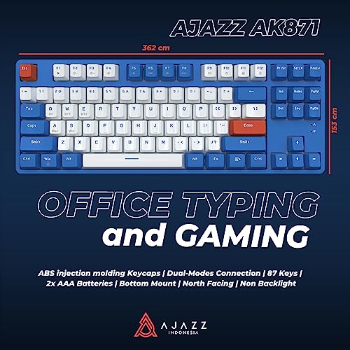 AJAZZ 75% Mechanical Gaming Keyboard,Non-Backlit Wireless Gaming Keyboard Dual Modes BT5.0/2.4G,MX Switch Hot Swappable with Detachable Frame,Compact TKL Keyboard with OEM Keycaps for PC Win Mac Gamer