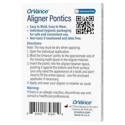 OrVance Aligner Pontics - Original (Medium) Shade (16 Count) | Temporary Tooth Replacement for Invisalign, Aligner Trays and Clear Retainers During Orthodontic Treatment